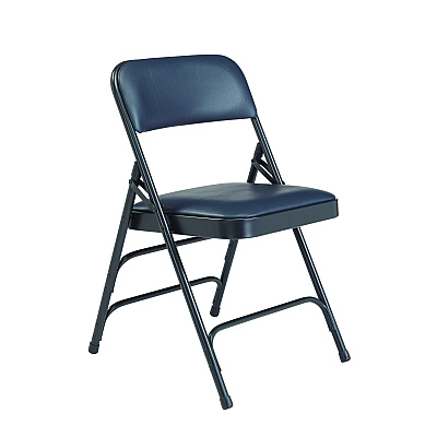 NPS 1300 Series Premium Vinyl Upholstered Triple Brace Double Hinge Folding Chair, Supports 500 lb, Blue Seat/Back/Base, 4/Carton (1304)