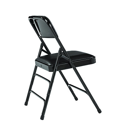 NPS 1300 Series Premium Vinyl Upholstered Triple Brace Double Hinge Folding Chair, Supports 500 lb, Black Seat/Back/Base, 4/CT (1310)
