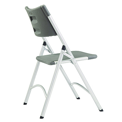 NPS 600 Series Heavy Duty Plastic Folding Chair, Supports Up to 500 lb, 18" Seat Height, Gray Seat/Back, Silver Base, 4/Carton (620)