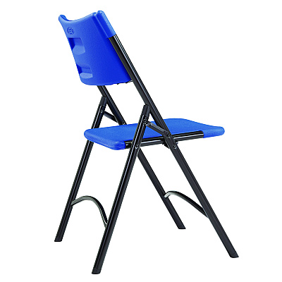 NPS 600 Series Heavy Duty Plastic Folding Chair, Supports Up to 500 lb, 18" Seat Height, Blue Seat/Back, Black Base, 4/Carton (604)