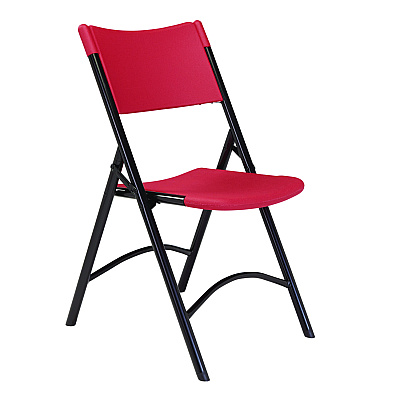 NPS 600 Series Heavy Duty Plastic Folding Chair, Supports Up to 500 lb, 18" Seat Height, Red Seat/Back, Black Base, 4/Carton (640)