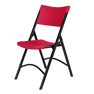 NPS 600 Series Heavy Duty Plastic Folding Chair, Supports Up to 500 lb, 18" Seat Height, Red Seat/Back, Black Base, 4/Carton (640)