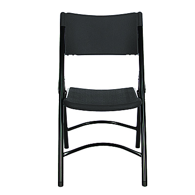 NPS 600 Series Heavy Duty Plastic Folding Chair, Supports Up to 500 lb, 18" Seat Height, Black Seat/Back/Base, 4/Carton (610)