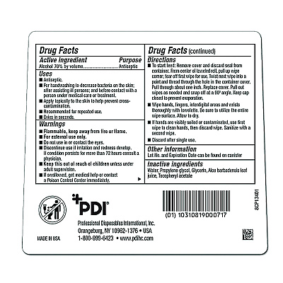 Sani Professional PDI Sani-Hands Instant Hand Sanitizing Wipes, 7.5 x 6, Unscented, White, 220/Canister, 6 Canisters/Carton (PDINPKP15984)