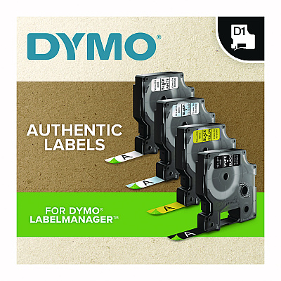 DYMO D1 Standard Labels, 0.50" x 23 ft, Black Print on Clear Tape (DYM45110)