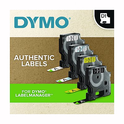DYMO D1 Standard Labels, 0.38" x 23 ft, Black Print on White Tape (DYM1761554)