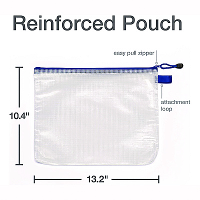 Oxford Poly Travel Pouch Set, 13.19" x 10.44", Assorted Colors, 10/Pack (PFX77707)