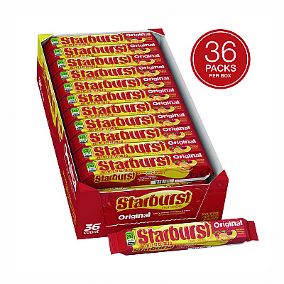 Starburst Original Fruit Chews, Cherry; Lemon; Orange; Strawberry, 12 Pieces/Pack, 36 Packs/Box (SBRMMM01151)