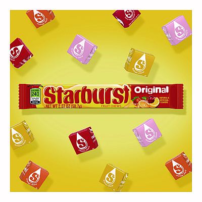 Starburst Original Fruit Chews, Cherry; Lemon; Orange; Strawberry, 12 Pieces/Pack, 36 Packs/Box (SBRMMM01151)