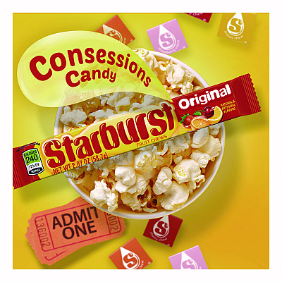 Starburst Original Fruit Chews, Cherry; Lemon; Orange; Strawberry, 12 Pieces/Pack, 36 Packs/Box (SBRMMM01151)