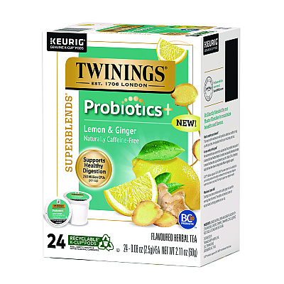 TWININGS Probiotics+ Herbal Lemon & Ginger Tea, 24/Box (TWGTNA23050)