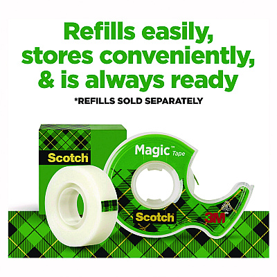 Scotch Magic Tape in Handheld Dispenser, 1" Core, 0.75" x 50 ft, Clear, 2/Pack (MMM70005148088)