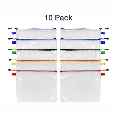 Oxford Poly Travel Pouch Set, 13.19" x 10.44", Assorted Colors, 10/Pack (PFX77707)
