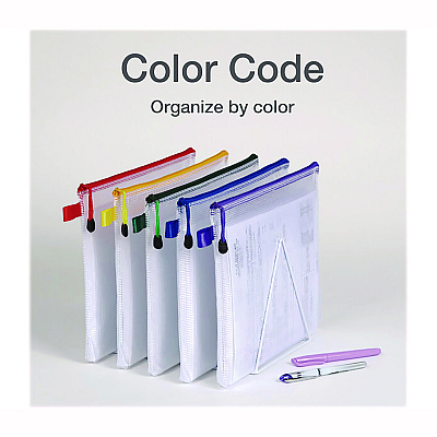Oxford Poly Travel Pouch Set, 13.19" x 10.44", Assorted Colors, 10/Pack (PFX77707)