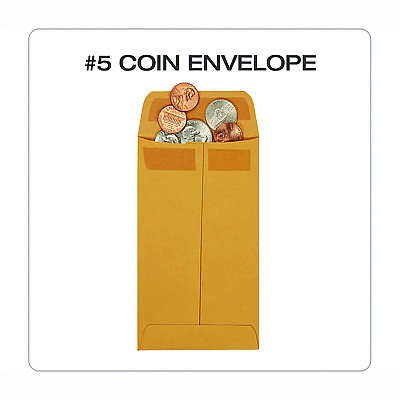 Quality Park Redi-Seal Coin and Small Parts Envelope, #5, Square Flap, Redi-Seal Adhesive Closure, 3.13 x 5.25, Brown Kraft, 500/Box (50764)