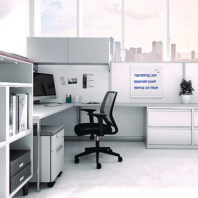 TRU RED Magnetic Steel Dry Erase Board, 24" x 24", White Surface, Gray/Natural Aluminum Frame (TUDTR61179)