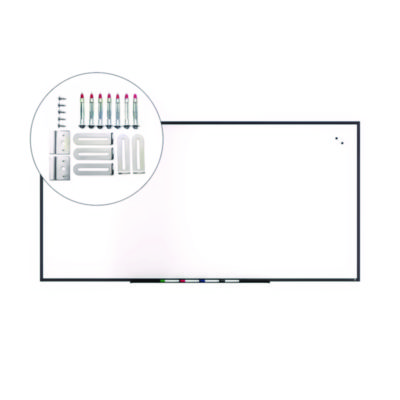 TRU RED Magnetic Steel Dry Erase Board, 48" x 96", White Surface, Black Aluminum Frame (TUDTR61183)