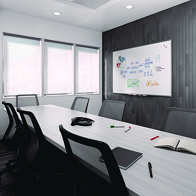 TRU RED Magnetic Porcelain Dry Erase Board, 72" x 48", White Surface, Gray/Natural Aluminum Frame (TUDTR61187)