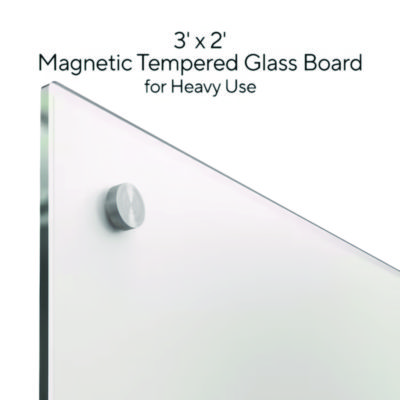 TRU RED Magnetic Tempered Glass Dry Erase Board, 36" x 24", White Surface (TUDTR61195)
