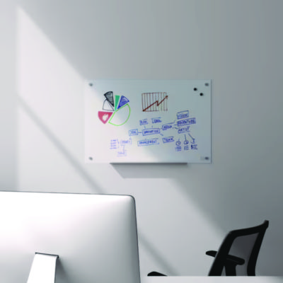 TRU RED Magnetic Tempered Glass Dry Erase Board, 36" x 24", White Surface (TUDTR61195)