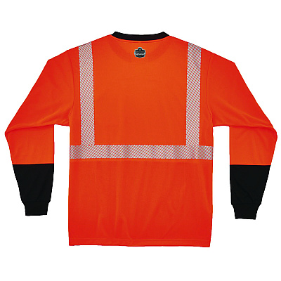 ergodyne GloWear 8281BK Class 2 Long Sleeve Shirt with Black Bottom, 6X-Large Long, Orange (22920)