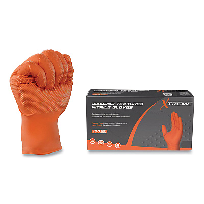 Xtreme by AMMEX DT Nitrile Disposable Gloves, Powder-Free, Medium, 6 mil Thick, 9.5" Long, Orange, 100/Box, 10 Boxes/Carton (XODN44100)