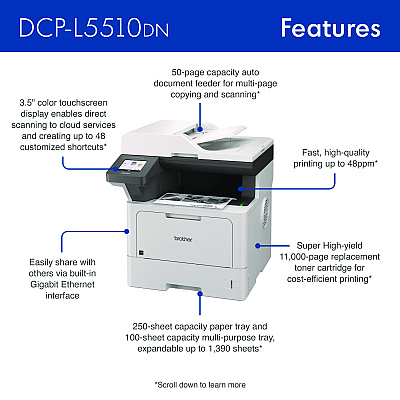 Brother DCP-L5510DN Business Laser AIO Printer, Copy, Print, Scan
