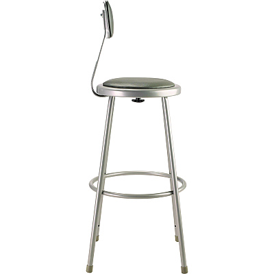 NPS 6400 Series Heavy Duty Vinyl Padded Stool With Backrest, Supports 500 lb, 30" Seat Height, Gray Seat, Gray Back, Gray Base (6430B)