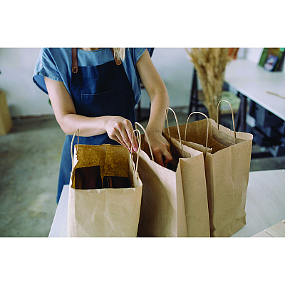 Kari-Out Kraft Paper Bags, Natural Twisted-Paper Handles, 18" x 7" x 18.5", Brown Kraft, 200/Bundle (KOT1200180)