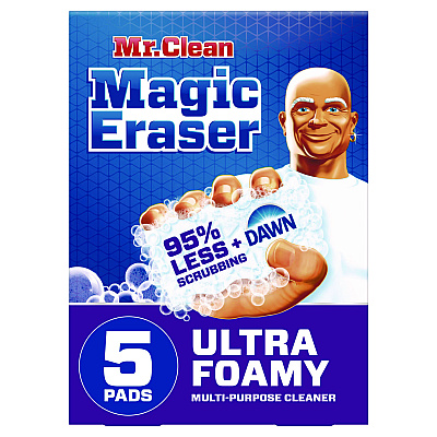 Mr. Clean Magic Eraser, Ultra Foamy, 4.6" x 2.3", 0.7" Thick, White, 5/Pack, 4 Packs/Carton (PGC12731)