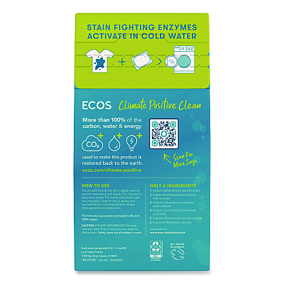 ECOS PRO Laundry Detergent Packs, Free and Clear, 40 Pods/Pack, 6 Packs/Carton (EOP963706CT)