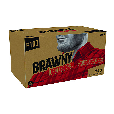 Brawny Professional All Purpose Wipers, 1-Ply, 9 x 10.25, Brown, 250 Wipers/Box, 24 Boxes/Carton (29246)