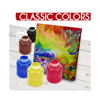 Crayola Acrylic Paint Set, Six Assorted Classic Colors, 2 oz Bottles, 6/Box (CYO1388272)