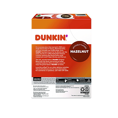 Dunkin Donuts K-Cup Pods, Hazelnut, 24/Box (GMT0848)