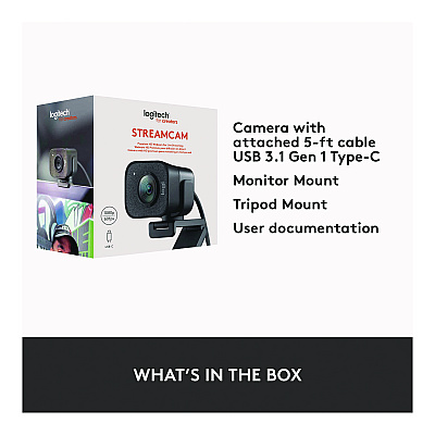 Logitech StreamCam Plus Webcam, 1920 x 1080 Pixels, 2.1 Mpixels, Black (LOG24435282)