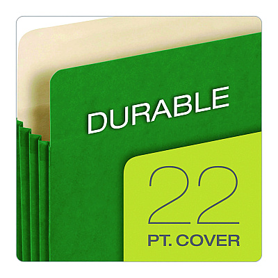 Pendaflex Reinforced File Pocket, 5.25" Expansion, Letter Size, Green, 10/Box (PFX1534GGRE10)