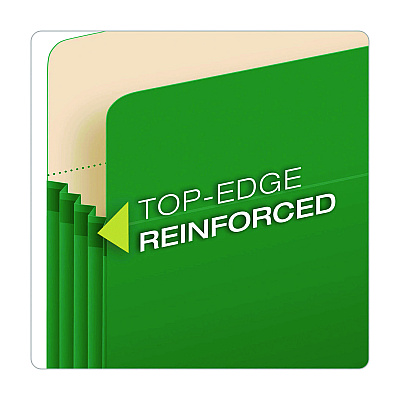 Pendaflex Reinforced File Pocket, 5.25" Expansion, Letter Size, Green, 10/Box (PFX1534GGRE10)