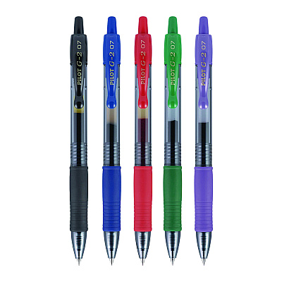 Pilot G2 Premium Gel Pen, Retractable, Fine 0.7 mm, Assorted Ink and Barrel Colors, 5/Pack (PIL31079)