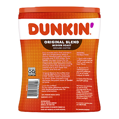 Dunkin Donuts Original Blend Coffee, 30 oz Canister (SMU8133401102)