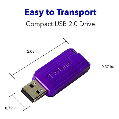 Verbatim PinStripe USB 2.0 Flash Drive, 16 GB, Assorted Colors, 5/Pack (VER99813)