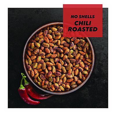 Wonderful No Shells, Chili Roasted Pistachios, 2.25 oz Packet, 8 Packets/Box, 3 Boxes/Carton (PAR91087)