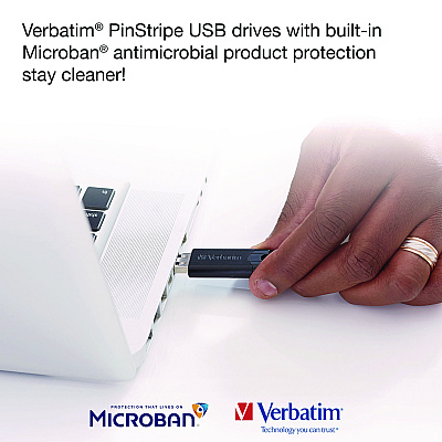 Verbatim PinStripe USB 3.2 Flash Drive, 32 GB, Blue/Red, 2/Pack (VER70056)