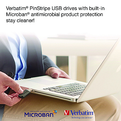 Verbatim PinStripe USB 2.0 Flash Drive, 16 GB, Blue/Green, 2/Pack (VER99149)