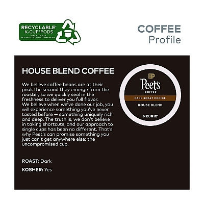 Peet's Coffee House Blend Coffee K-Cups, 22/Box (GMT6546)