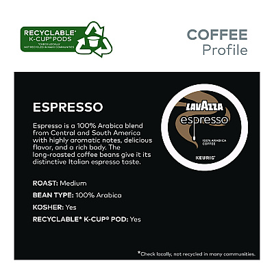 Lavazza Perfetto Espresso Coffee K-Cups, 22/Box (LAV6000)