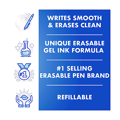 Pilot FriXion Ball Clicker Erasable Gel Pen, Retractable, Fine 0.7 mm, Black Ink and Barrel, 2/Pack (PIL31460)