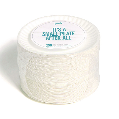 Perk Economy Paper Plates, 6" dia, White, 250/Pack, 4 Packs/Carton (PRK519418)