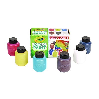 Crayola Acrylic Paint Set, Six Assorted Classic Colors, 2 oz Bottles, 6/Box (CYO1388272)