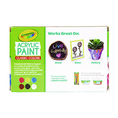 Crayola Acrylic Paint Set, Six Assorted Classic Colors, 2 oz Bottles, 6/Box (CYO1388272)