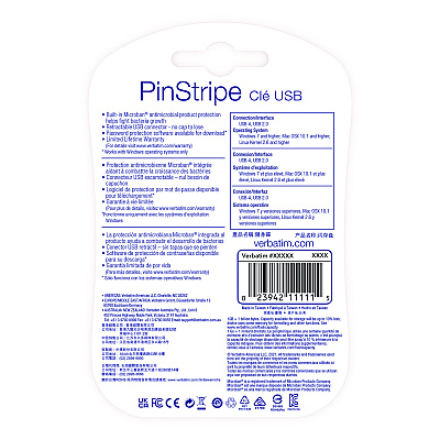Verbatim PinStripe USB 2.0 Flash Drive, 16 GB, Blue/Green, 2/Pack (VER99149)